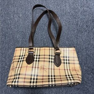 Burberry Tan and Brown Plaid Shoulder Bag